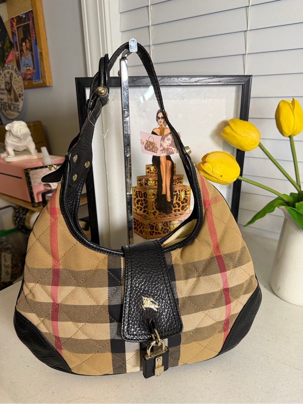 Burberry Brook House Quilted Hobo Bag